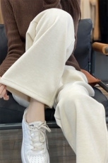 女秋冬加绒加厚阔腿裤高腰显瘦宽松直筒休闲裤百搭时尚长裤，女装休闲裤，臻维羊绒