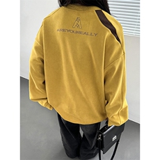 主推美式复古麂皮绒绣花圆领中性卫衣宽松外套男女D365P58，女装短外套，电商A335-1（原A458）