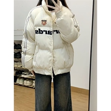 冬季立领刺绣条纹棉衣外套男女加厚宽松保暖面包服外套TT8090P95，男装棉衣，星座1013-5