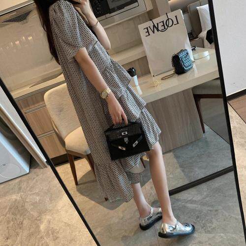 翻领印花连衣裙，女装连衣裙，XTZ style