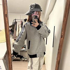 抖音得物高品质26春装美式高街重磅结构拼接织带立领卫衣外套CM42，女装短外套，电商A486-1