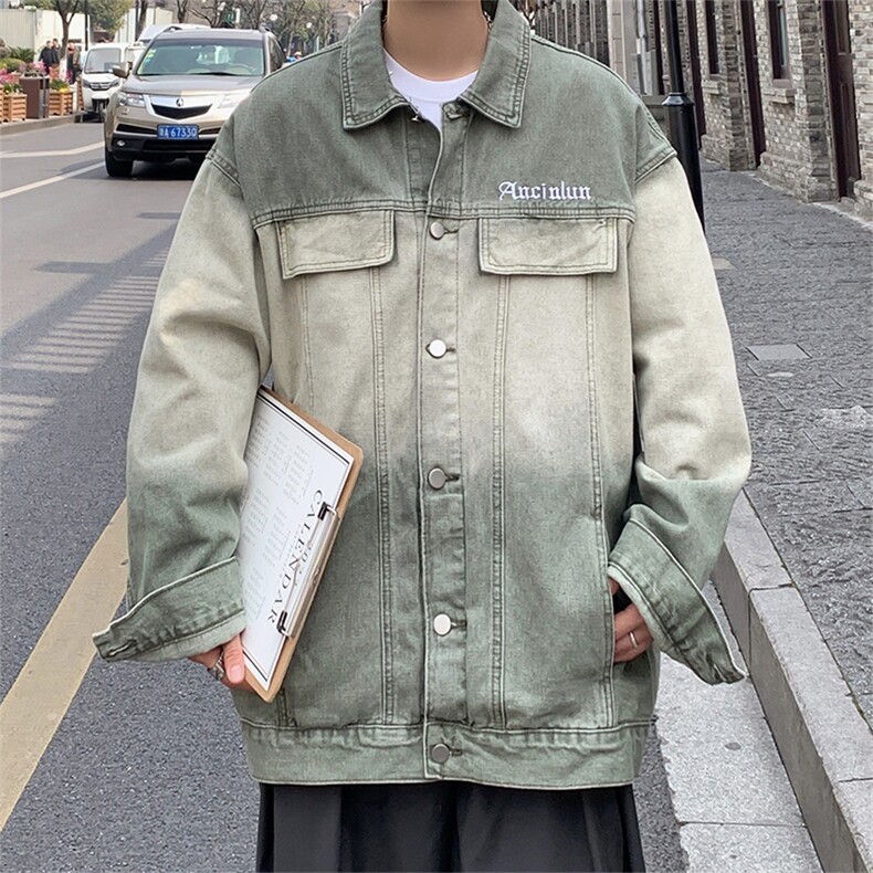 A755-P64美式复古情侣牛仔外套春秋新款潮牌渐变宽松工装夹克男,男装夹克,星座512-6