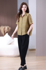 现货！2024夏装新款优雅气质条纹套装，女装套装/套裙，梦芯尔