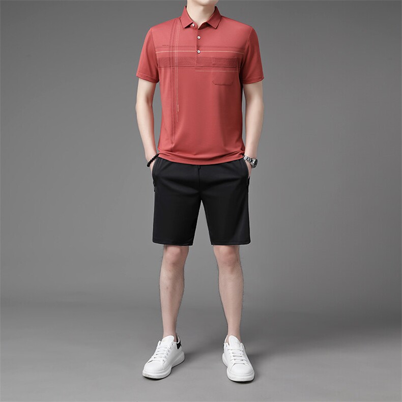 夏季中老年休闲运动套装冰丝短袖短裤爸爸装两件套爷爷衣服图片