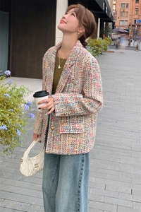 彩色针织小香风外套女春新款法式高级感超好看名媛气质粗花呢上衣图片