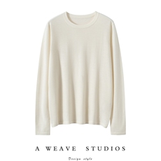 女式极简休闲松弛感圆领长袖,女装针织衫/毛衣,旭日羊绒, 女式极简休闲松弛感圆领长袖,女装针织衫/毛衣,旭日羊绒,