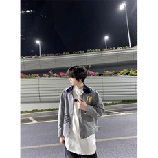 麦门信徒翻领工装夹克外套造旧印花短宽VibeJ28-P90，男装夹克，星座1007（原301D）