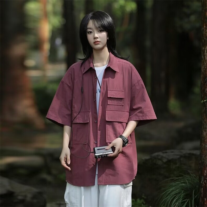 衬衫男女短袖韩版潮流痞子帅气2024夏季新款ins宽松外套CY896-P37,男装衬衫,星座412-3
