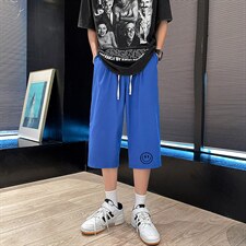 QK72224-P25冰丝七分裤男大码速干短裤男五分裤港风，男装休闲裤，电商A040