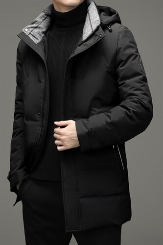 21冬季新款羽绒服男中长款潮流休闲厚款男士纯色外套ZG2935-P300,男装羽绒服,电商B212（原钱塘6029）