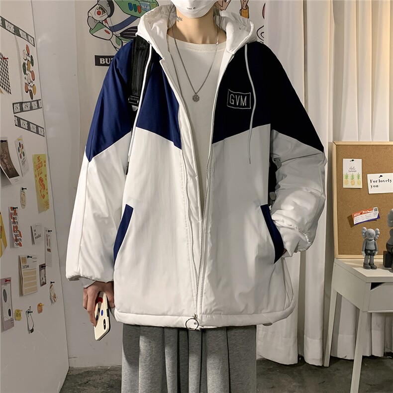 港风冬季宽松百搭冲锋棉衣男连帽棉服男外套7786P60控98,男装棉衣,星座226-1