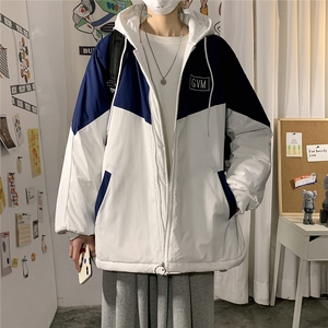 港风冬季宽松百搭冲锋棉衣男连帽棉服男外套7786P60控98图片