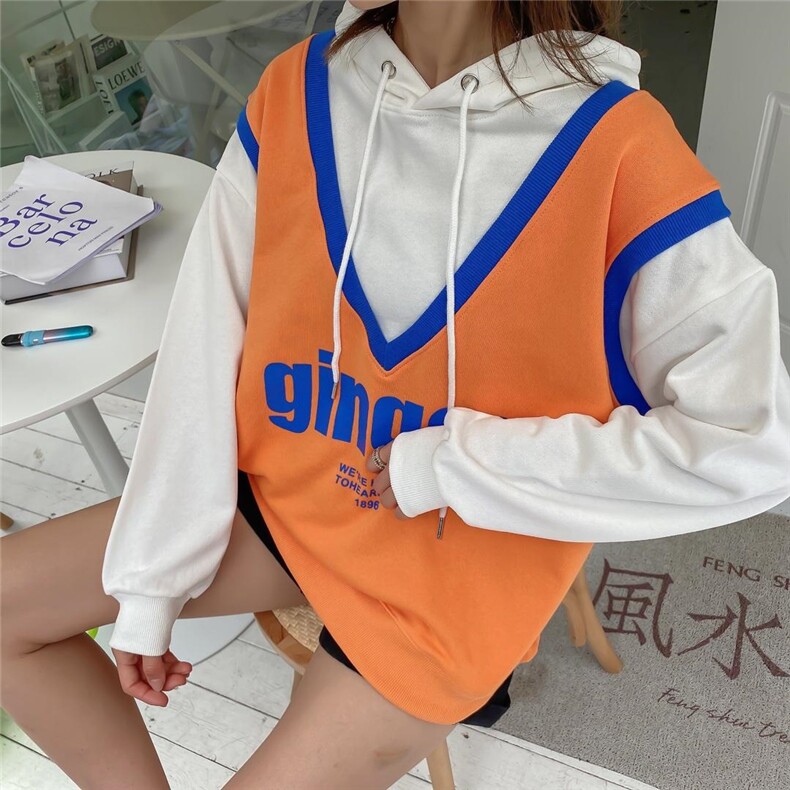 拼接连帽卫衣，女装卫衣/绒衫，NOUSWEETY 诺小姐衣橱