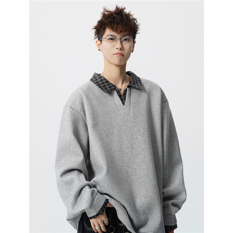 【新增常规款】WY5562JR-P50特WY5562-P45特撞色格子卫衣,男装卫衣,电商D232