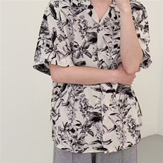 网图现货夏季痞帅花衬衫复古设计冰感薄款短袖潮牌RG152-P38，男装T恤，星座1005-4
