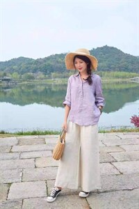 纯苎连衣裙小衫裤子裙子衬衣 时尚风 风淑女风休闲风,女装连衣裙,川哲