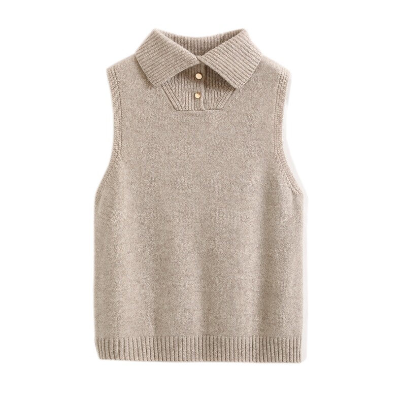 2025年秋季新款翻领针织马甲时尚百搭休闲，女装马甲，暖思雅