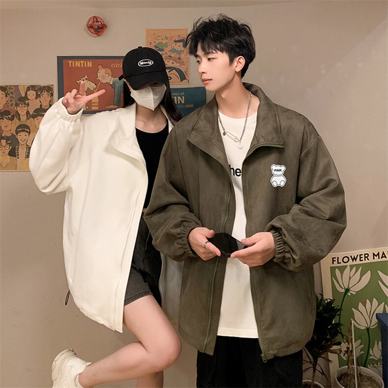 麂皮绒夹克男大码立领褂子外套JK85292-P68加绒款-P78,男装夹克,电商A040