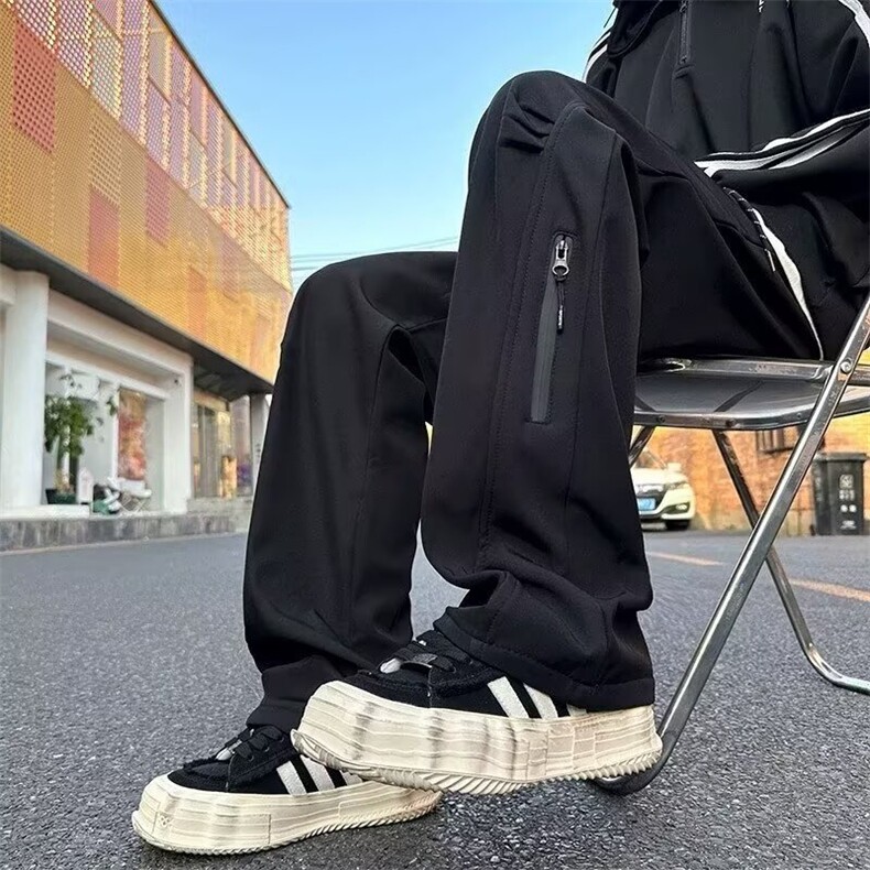 冲锋裤子男美式高街秋冬季加绒加厚工装裤保暖防水拉链徒步登山裤,男装休闲裤,星座506A