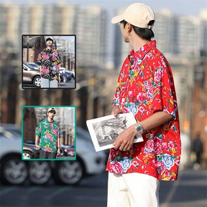 P01中性男女休闲大码花衣服polo衫宽松透气东北大花风团队服图片