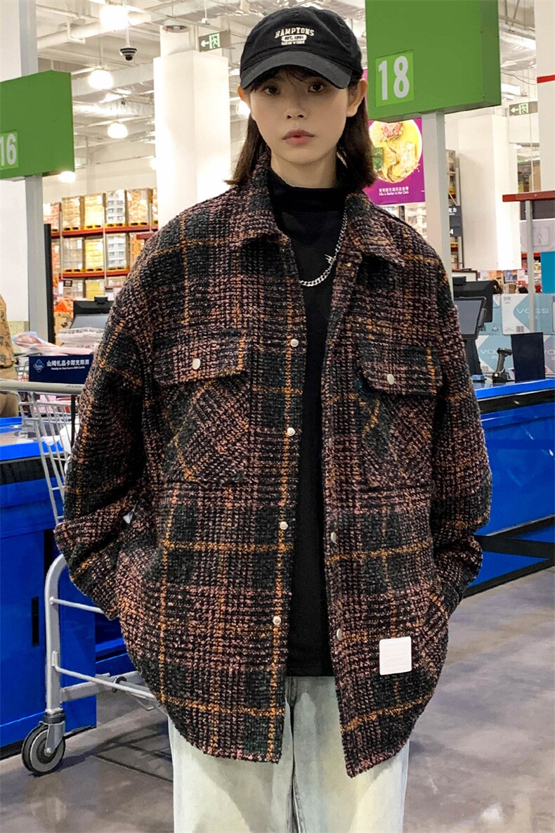 2023秋冬新品宽松时尚衬衫中性翻领上衣外套男女8362-P90控价128,男装衬衫,电商A441-1
