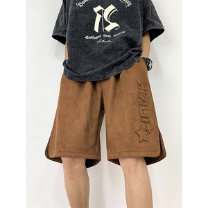 B266-TY08-P4023夏季新款宽松休闲麂皮绒短裤五分裤