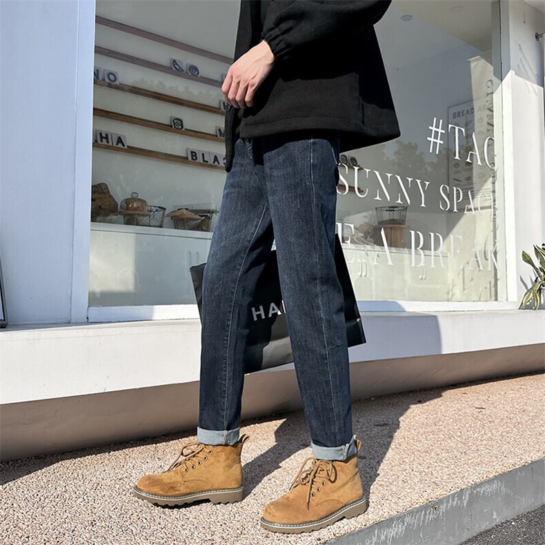 秋冬牛仔裤男直筒基础百搭裤子修身加绒休闲裤1412-2/607H/P60，男装牛仔裤，星座1412-2