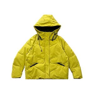 B07/P108控148冬季潮牌连帽亮色工装式冲锋衣棉衣外套男柠檬黄首1图片