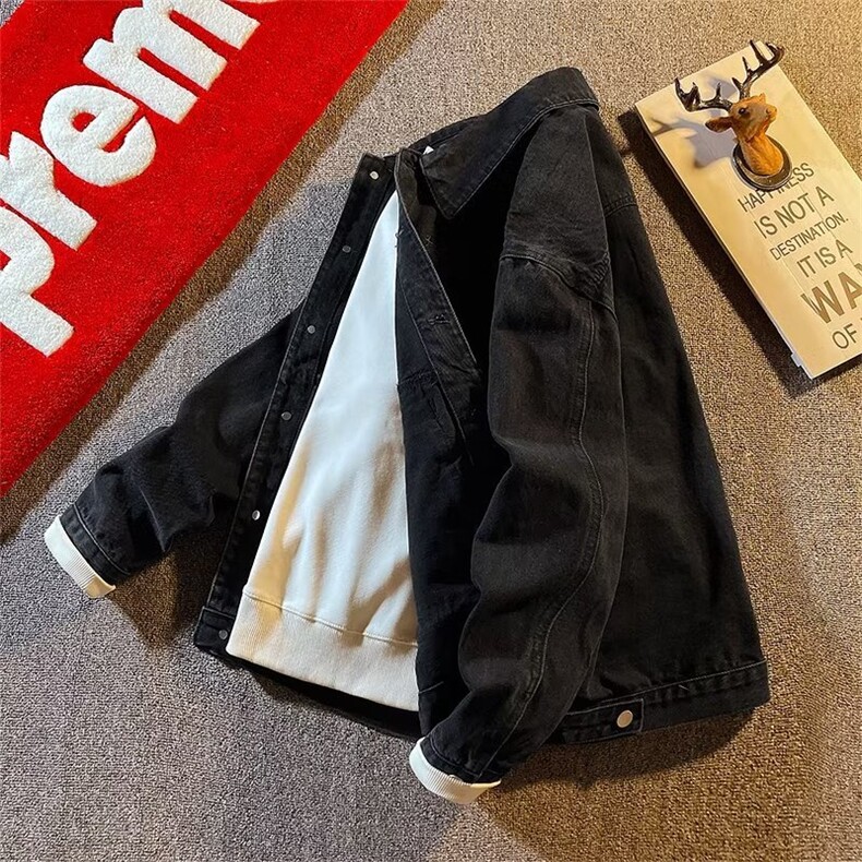 美式复古牛仔纯色夹克男款宽松痞帅外套B88/P66，男装夹克，星座506B
