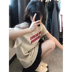 T0781-P25港风潮牌极简字母小众设计纯棉印花T男女款宽松短袖，男装T恤，星座617A-2