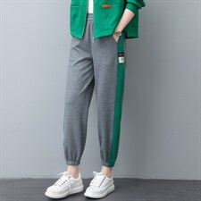 时尚拼接撞色休闲裤女宽松显瘦运动卫裤，女装休闲裤，依恋蒂丝