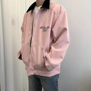 复古鹿皮绒外套男女秋冬款高街情侣工装夹克休闲polo领上衣-NT11图片