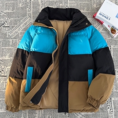 港风平铺新品冬季宽松情侣装撞色棉衣棉服冬装加厚外套D007-P90，男装棉衣，星座717
