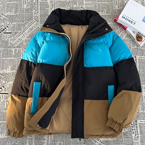 港风平铺新品冬季宽松情侣装撞色棉衣棉服冬装加厚外套D007-P90图片
