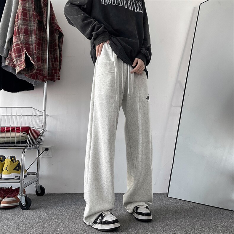 春秋美式运动裤卫裤男宽松直筒休闲裤束脚裤D321-BK30P40,男装休闲裤,电商D321