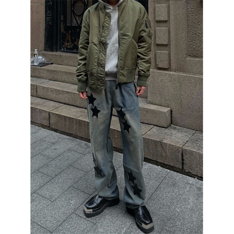 自家图，不拿货星星牛仔裤男微喇叭cleanfit裤子-KZA31-P70,男装牛仔裤,星座1007（原301D）