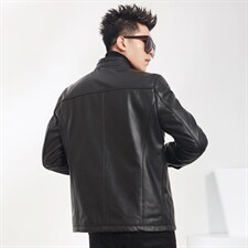 2023秋冬新款皮衣男立领牛皮夹克韩版商务男装P600图片