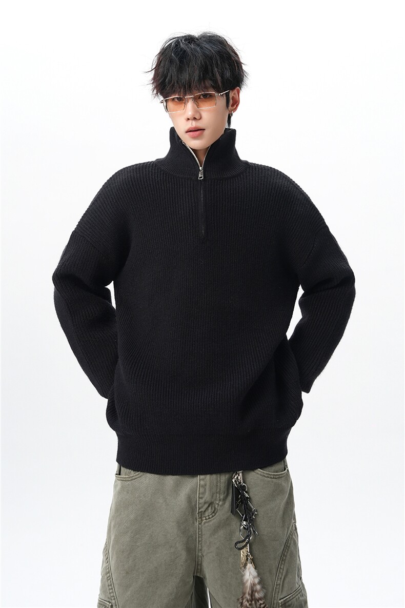 8XL-M立领半拉链毛衣男大码慵懒风宽松日系针织衫外套MY19002P78,男装针织衫/毛衣,电商B312