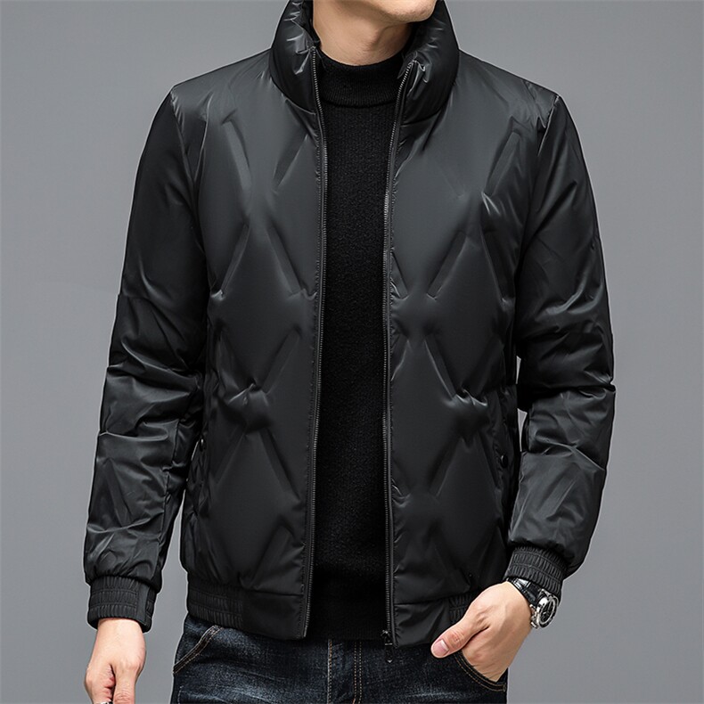 冬季新款商务休闲羽绒服男2023年中年男士加厚保暖立领灰鸭绒外套,男装羽绒服,电商B212（原钱塘6029）