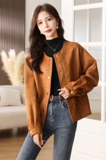 高级感时尚短款外套2023春秋季新款小个子女士休闲麂皮绒上衣，女装短外套，千千佰惠