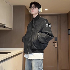 现货网图得物抖音品质春秋皮夹克扎染皮衣外套JK321，男装夹克，星座1904A
