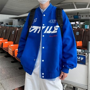 2022高街潮牌宽松夹克外套男美式复古字母刺绣棒球服 W5131-P57图片