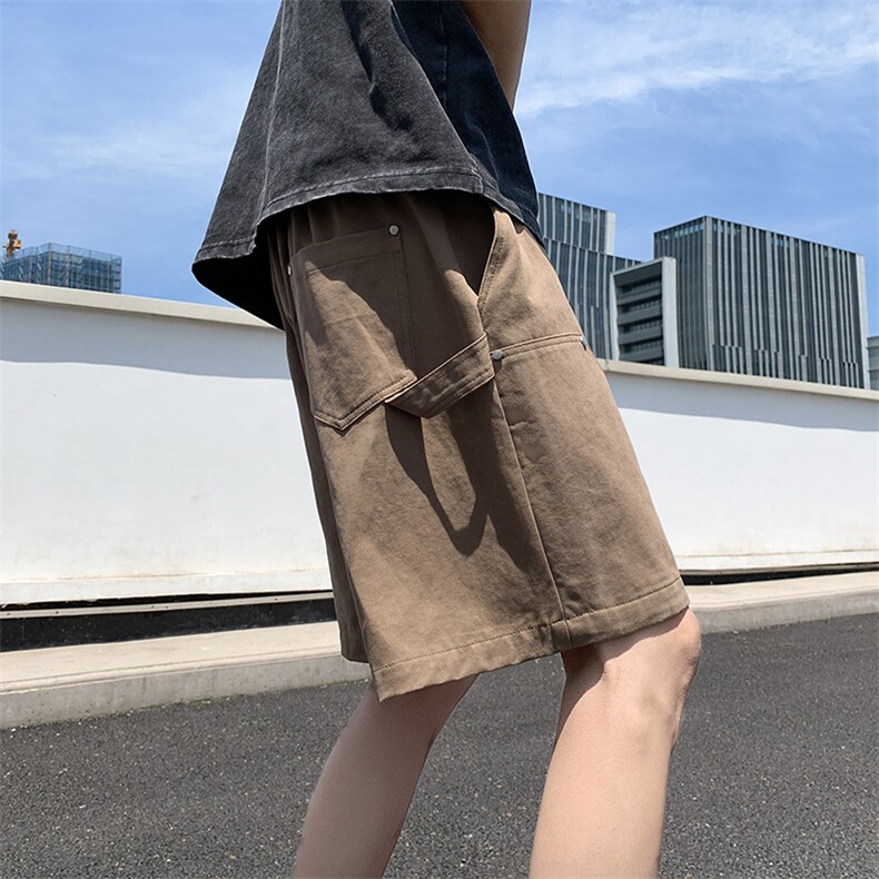 港风夏款男短裤铆钉拼接款直筒宽松五分裤D960P40,男装牛仔裤,星座1013-1