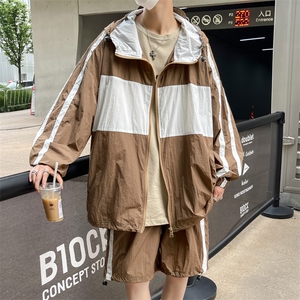 夏季时尚连帽防晒套装男 运动风撞色防晒衣夹克 XZ514-2-1606-P98图片