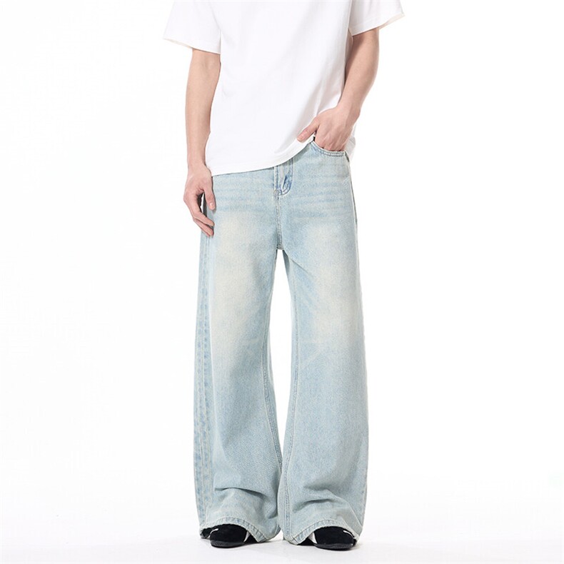 无影墙浅蓝色复古直筒牛仔裤设计款潮人款男裤长期有货559P49，男装牛仔裤，星座902A