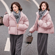短款羽绒服女2025冬季新款时尚立领落肩袖小个子休闲白鸭绒外套，女装羽绒服，冬木谷雨