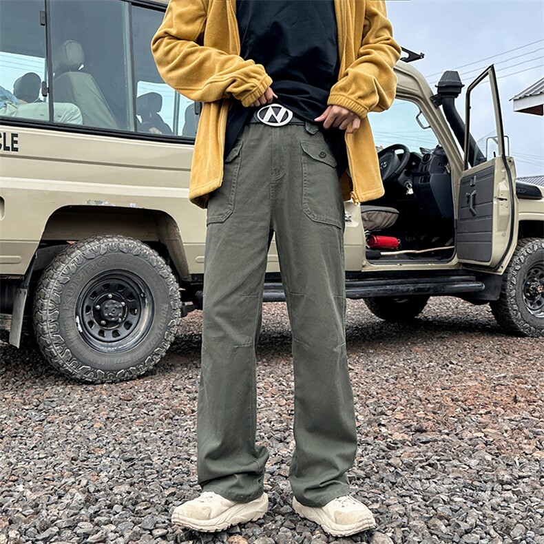 复古多口袋水洗纯棉伐木工装裤男女显瘦百搭宽松直筒休闲长裤,男装工装外套,星座410-7