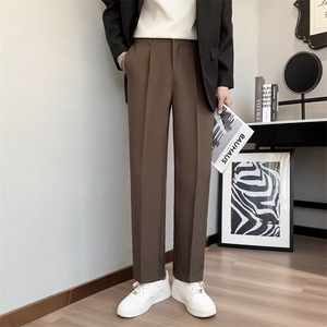 阔腿冰丝西裤男宽松直筒裤子新款休闲裤男士垂感黑色西装长裤 K99图片