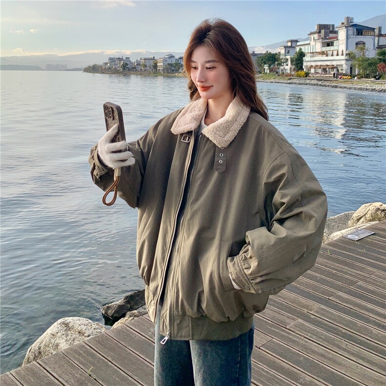 2025冬装新款毛绒翻领夹棉工装棉服7303-P195-K288,女装棉衣/棉服,浙宝152