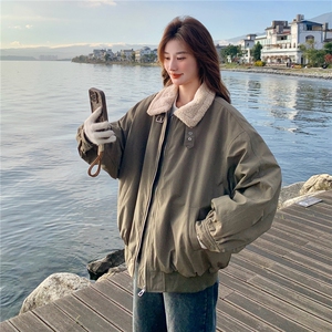 2025冬装新款毛绒翻领夹棉工装棉服7303-P195-K288图片
